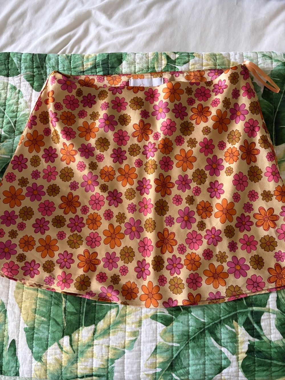 Blush Pink and Orange Floral Circle Skirt